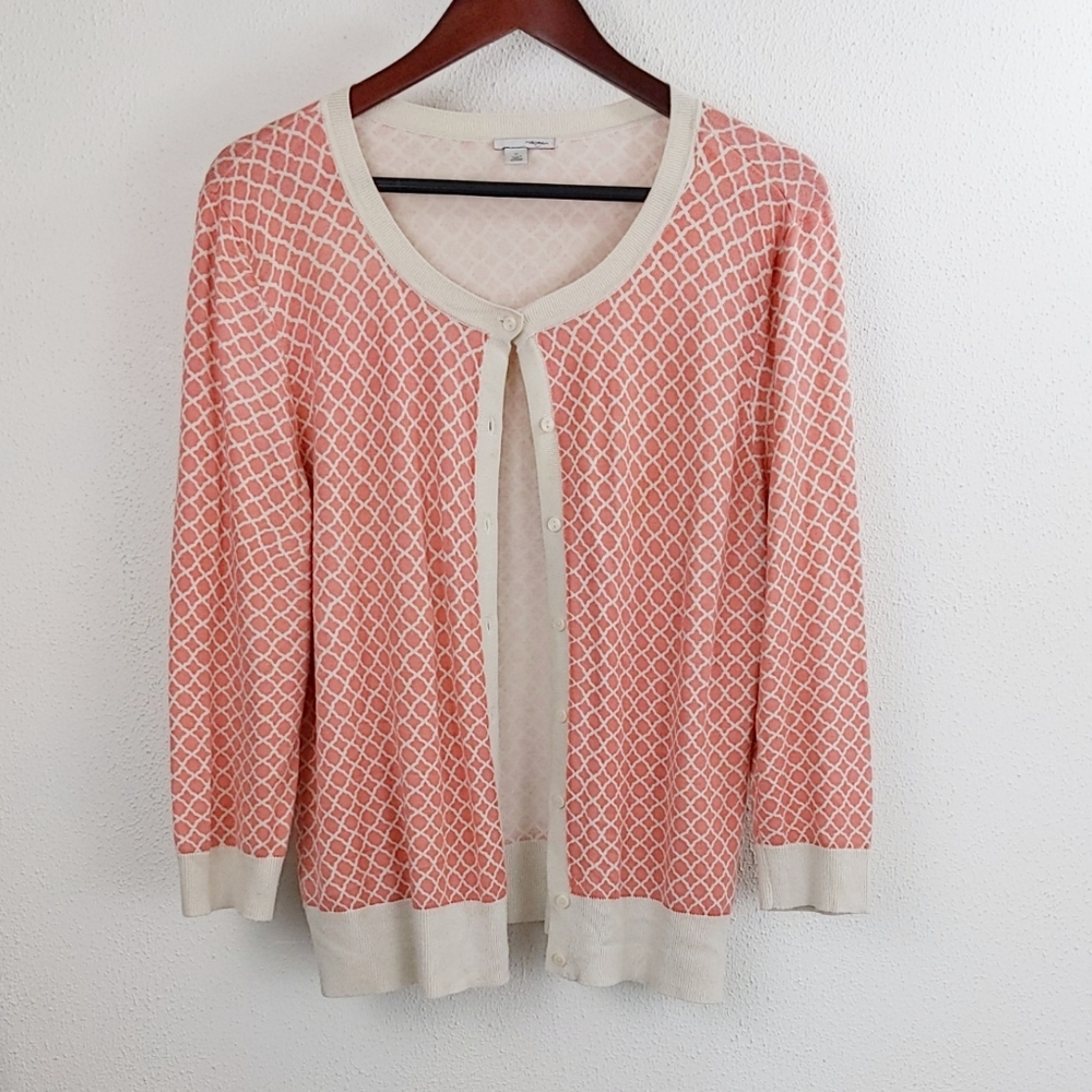 Halogen off white & salmon cardigan Sz XL